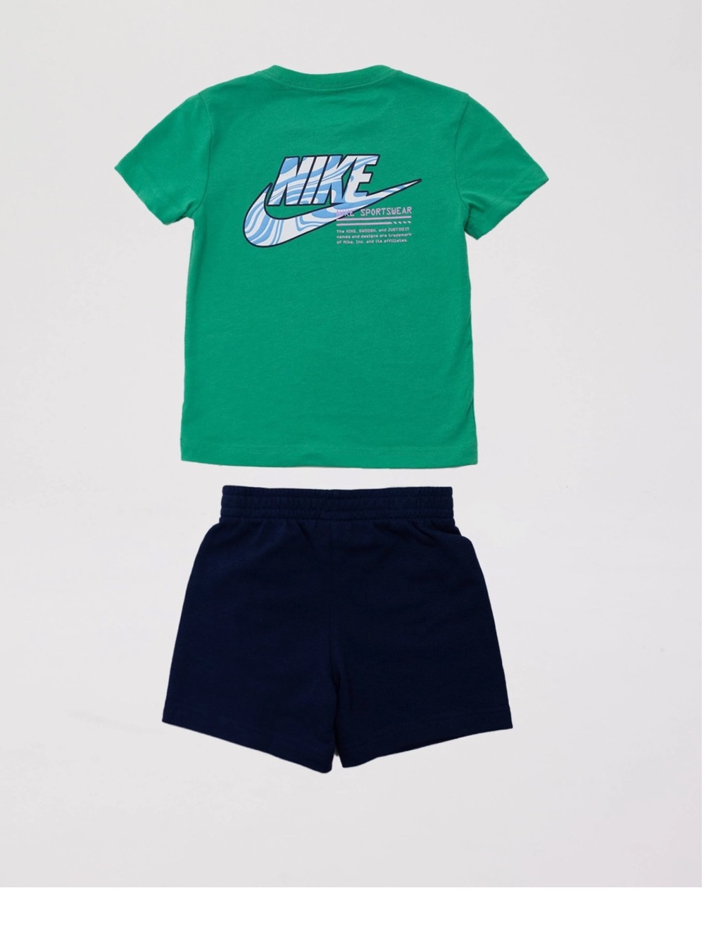NWT Nike Green Graphic Tee with Navy Shorts, Size 4T